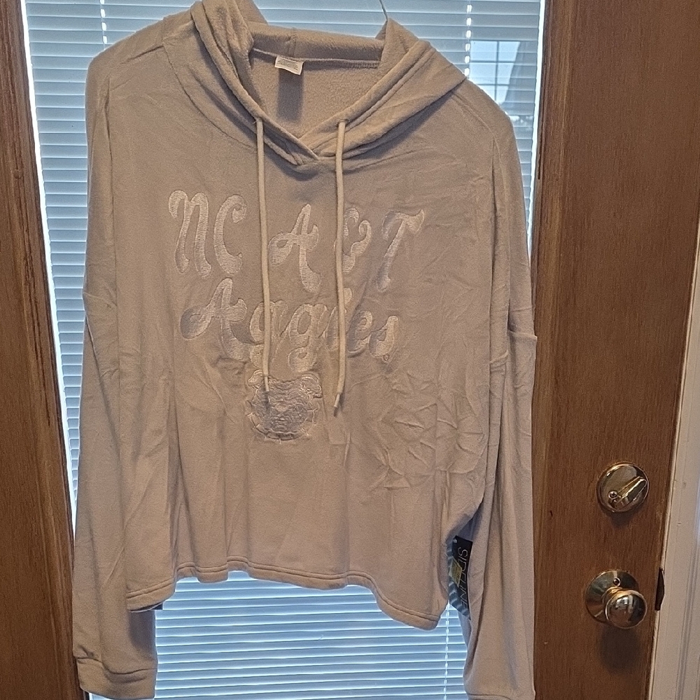 Women's Cream NCA&T State University Hooded Pullover Top with Embroidered Script